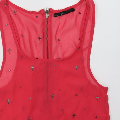 Womens UK Size 10 Crafted Pink Basic Tank