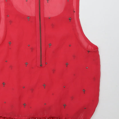 Womens UK Size 10 Crafted Pink Basic Tank
