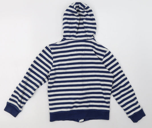 Franklin & Marshall Girls Blue Striped Cotton Full Zip Hoodie Size 8-9 Years  Zip