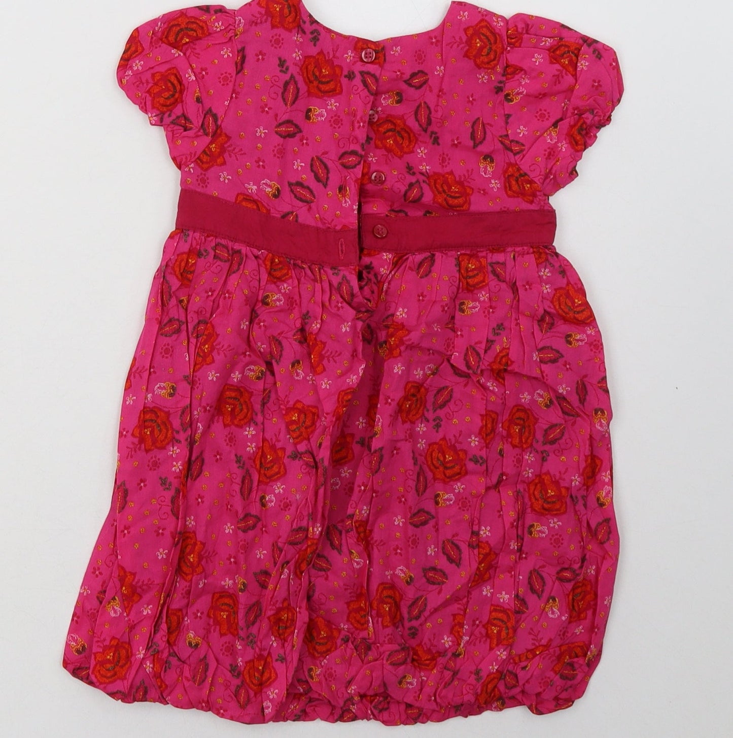 Mini Club Girls Pink Floral Cotton A-Line  Size 2 Years  Crew Neck Button