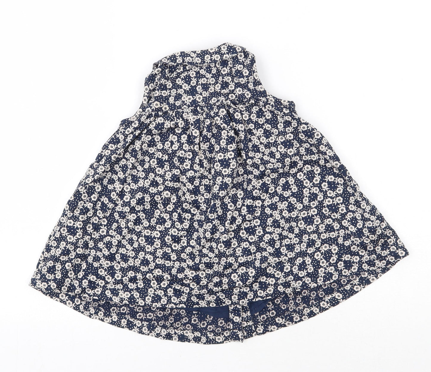 Debenhams Girls Blue Floral Cotton Shirt Dress  Size 6-9 Months  Round Neck Button - smock