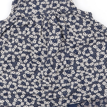 Debenhams Girls Blue Floral Cotton Shirt Dress  Size 6-9 Months  Round Neck Button - smock