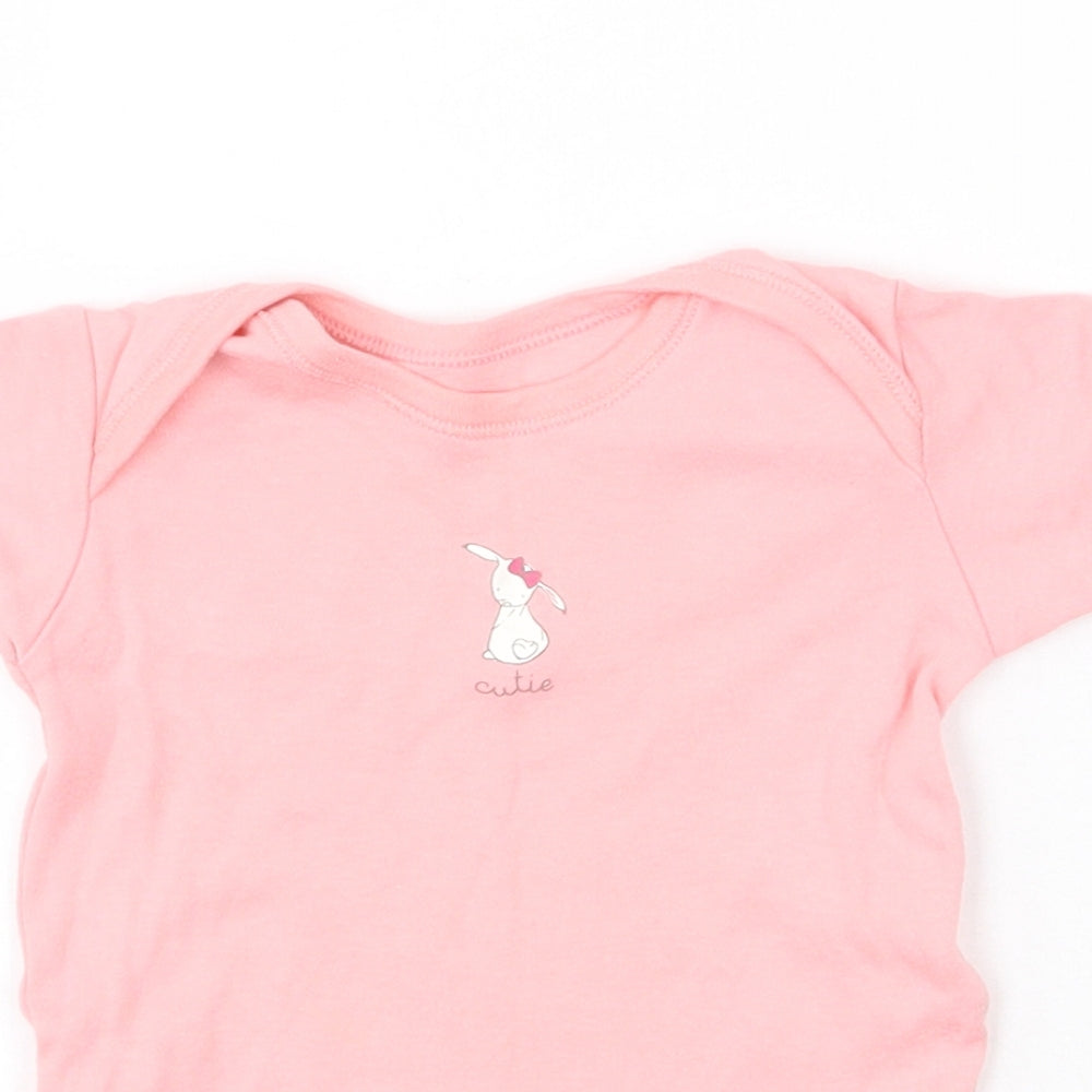 Matalan Girls Pink  Cotton Babygrow One-Piece Size 3-6 Months  Snap - Cutie