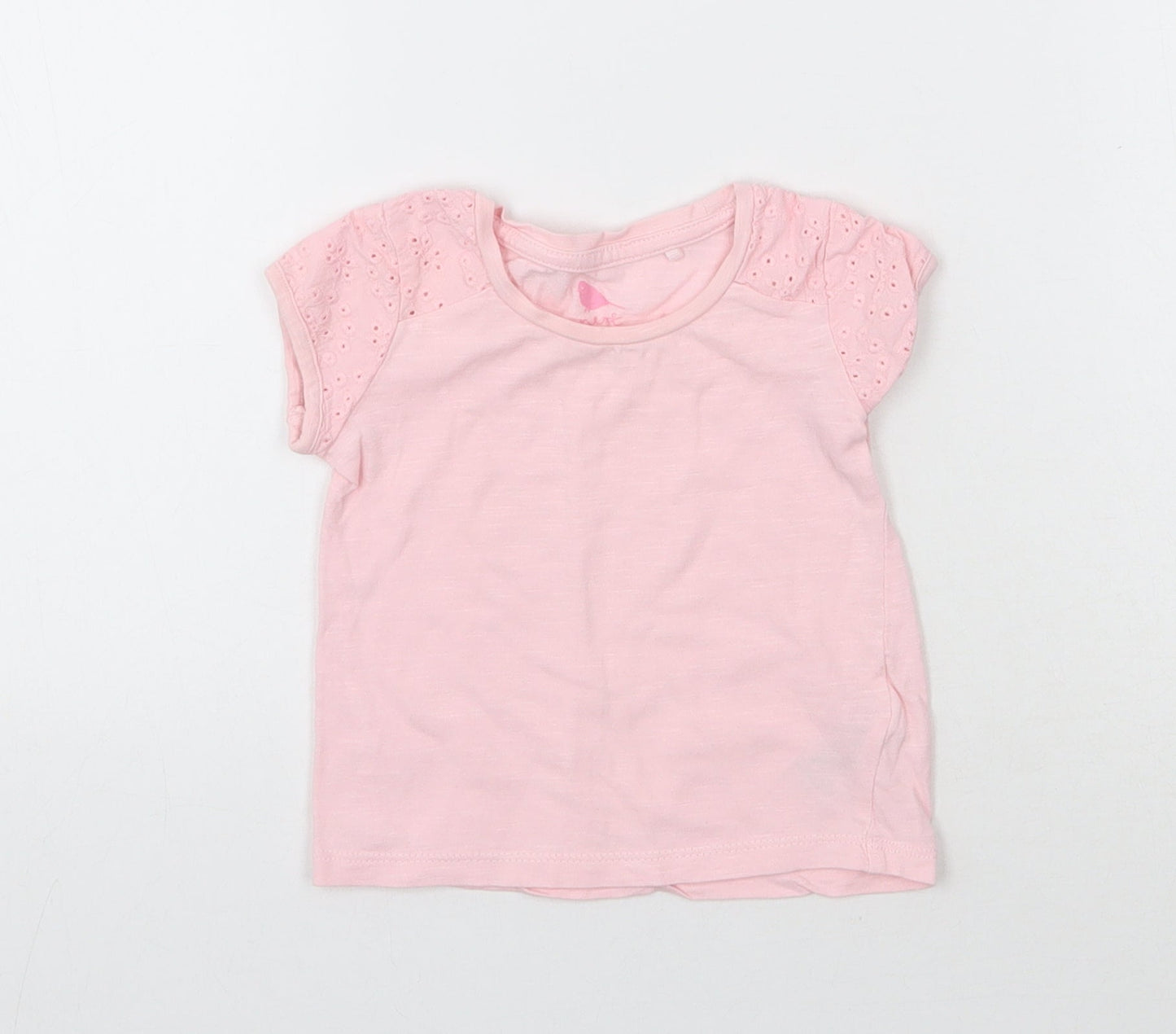 NEXT Girls Pink  Cotton Basic T-Shirt Size 3-6 Months Round Neck Pullover