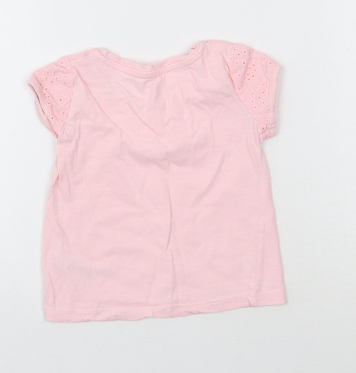 NEXT Girls Pink  Cotton Basic T-Shirt Size 3-6 Months Round Neck Pullover