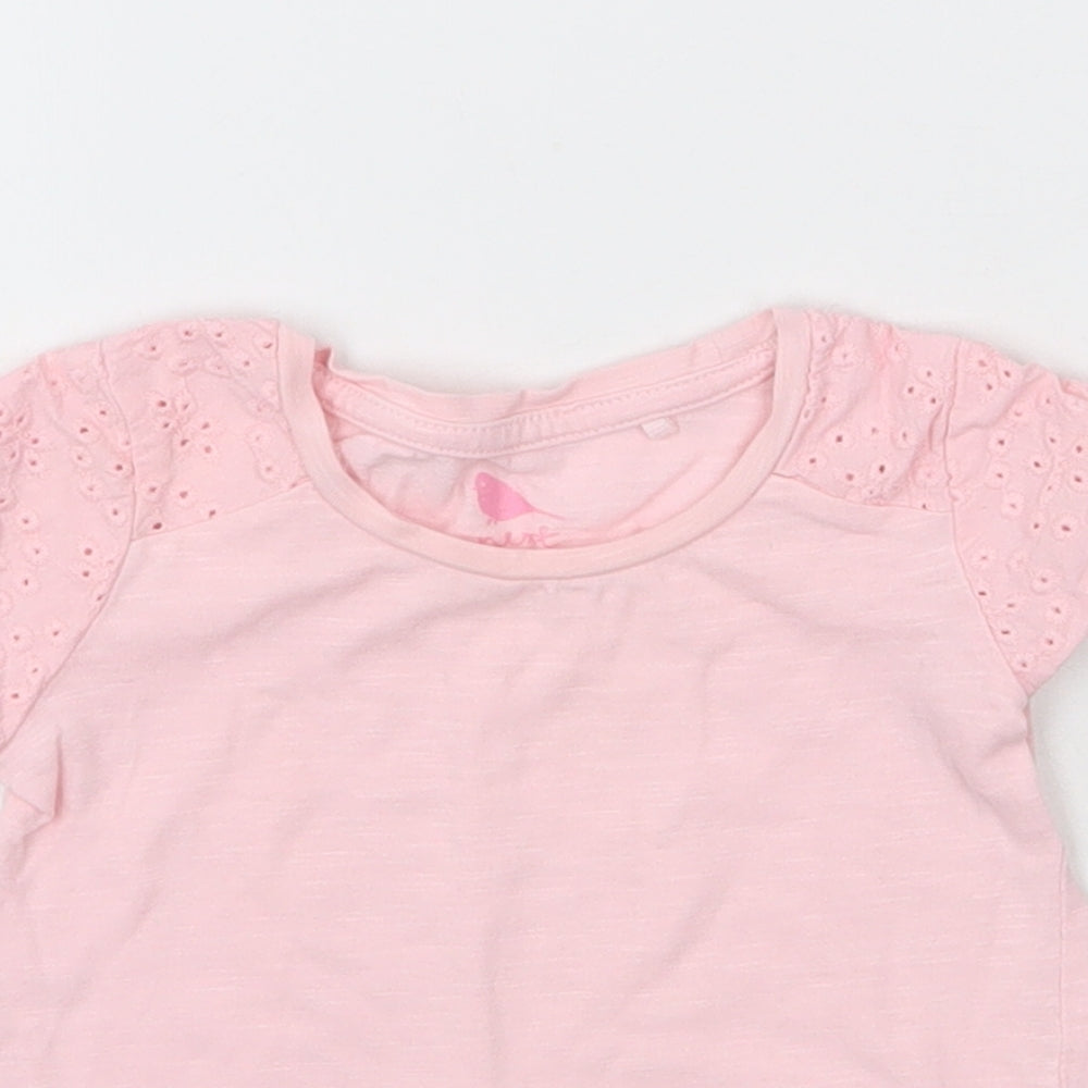NEXT Girls Pink  Cotton Basic T-Shirt Size 3-6 Months Round Neck Pullover