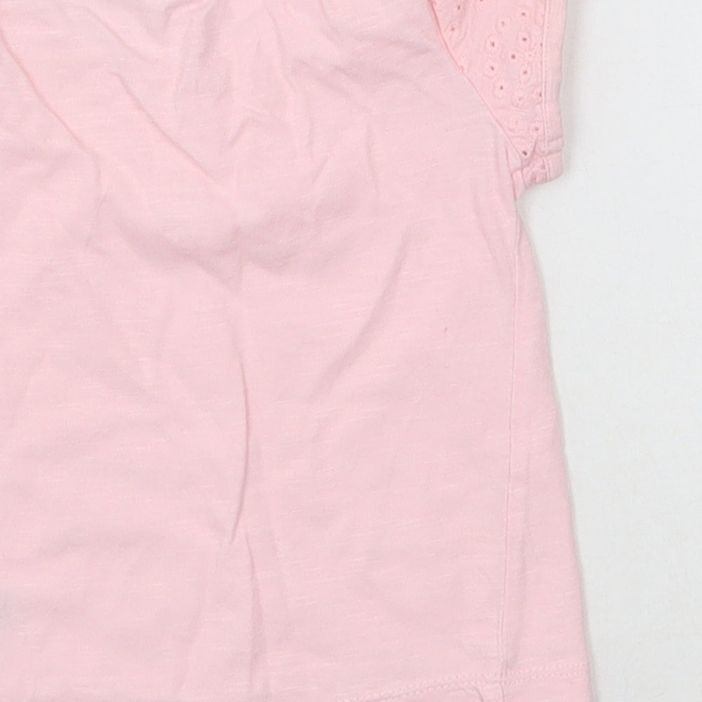 NEXT Girls Pink  Cotton Basic T-Shirt Size 3-6 Months Round Neck Pullover