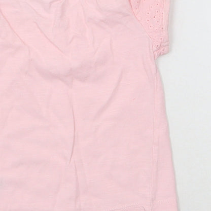 NEXT Girls Pink  Cotton Basic T-Shirt Size 3-6 Months Round Neck Pullover