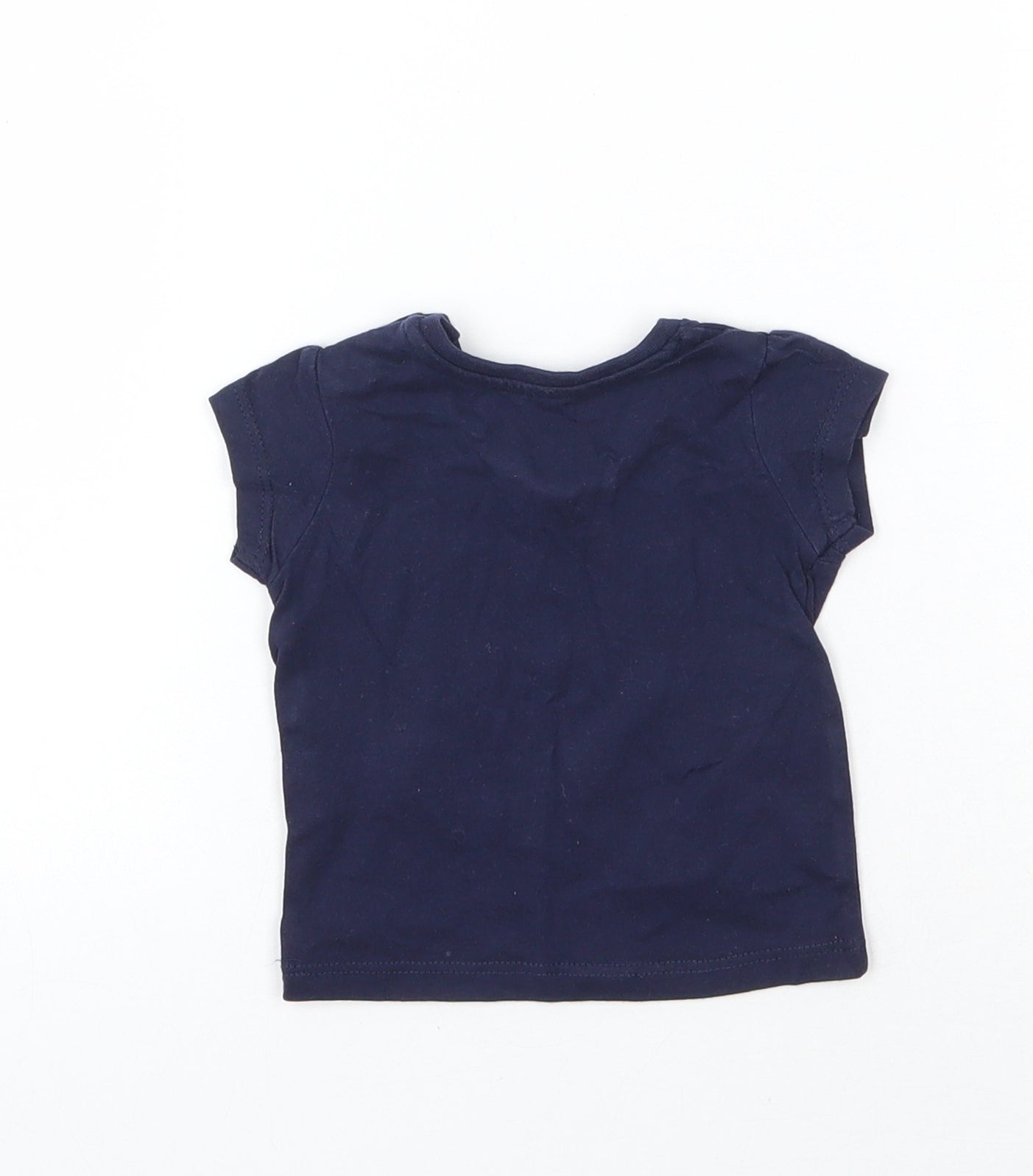 Primark Girls Blue  Cotton Basic T-Shirt Size 0-3 Months Round Neck Pullover - Life is Good