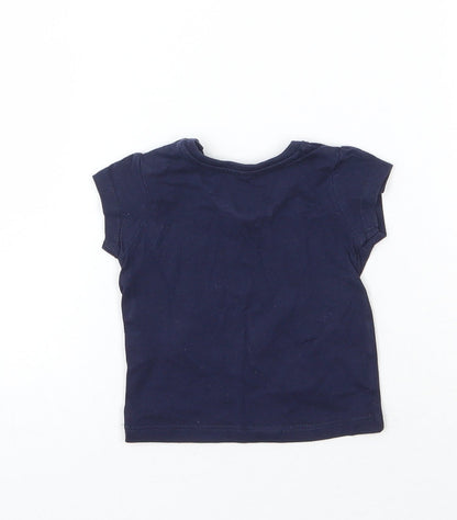 Primark Girls Blue  Cotton Basic T-Shirt Size 0-3 Months Round Neck Pullover - Life is Good