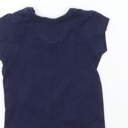 Primark Girls Blue  Cotton Basic T-Shirt Size 0-3 Months Round Neck Pullover - Life is Good
