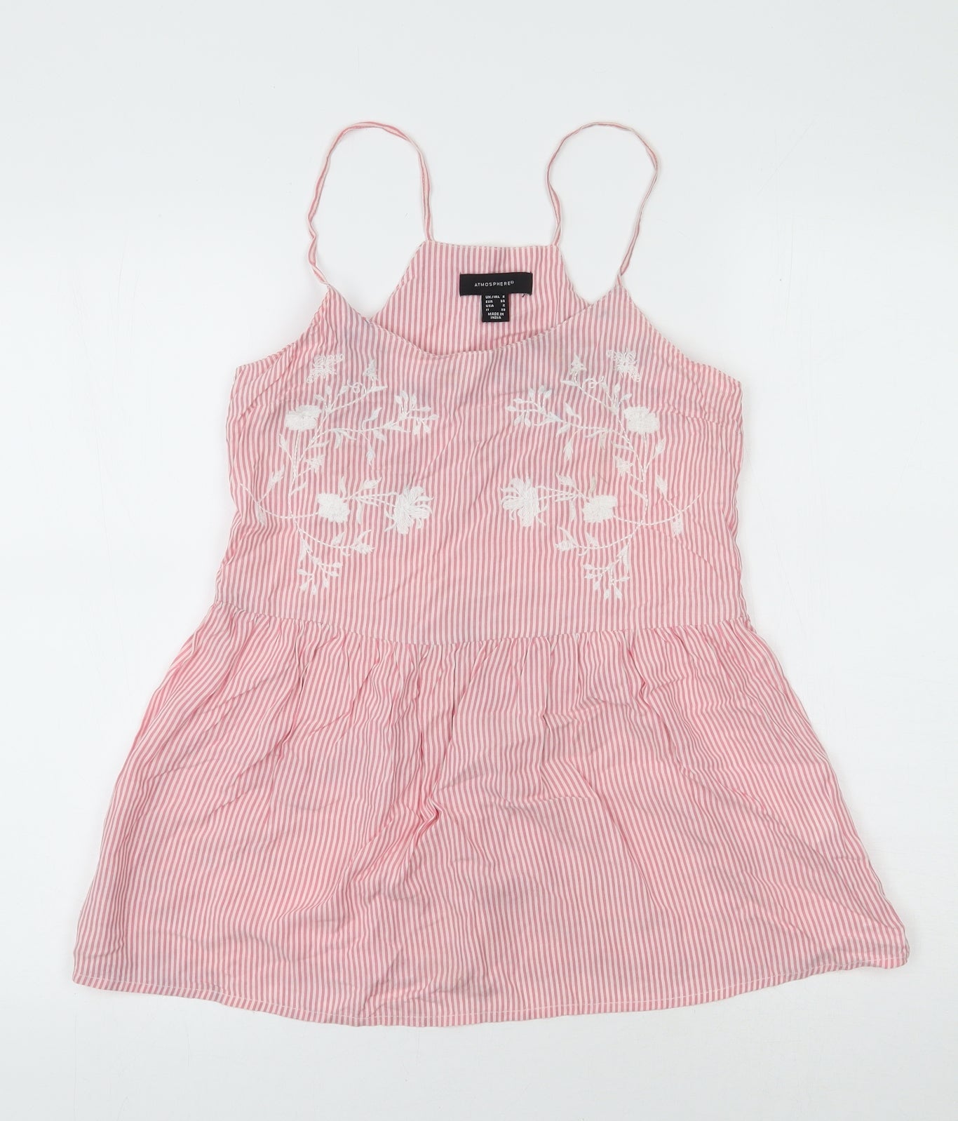 Atmosphere Womens Pink Striped Viscose Camisole Tank Size 6 Scoop Neck