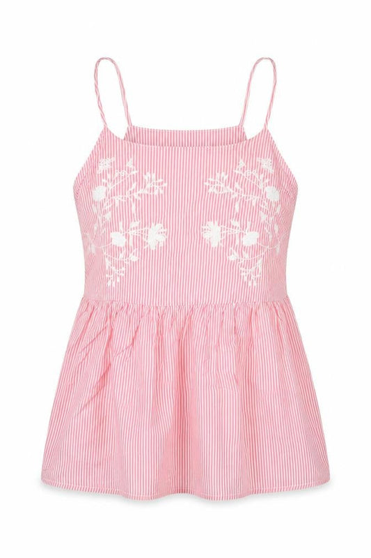 Front view of Atmosphere women’s pink striped viscose camisole tank, size UK 6, scoop neck