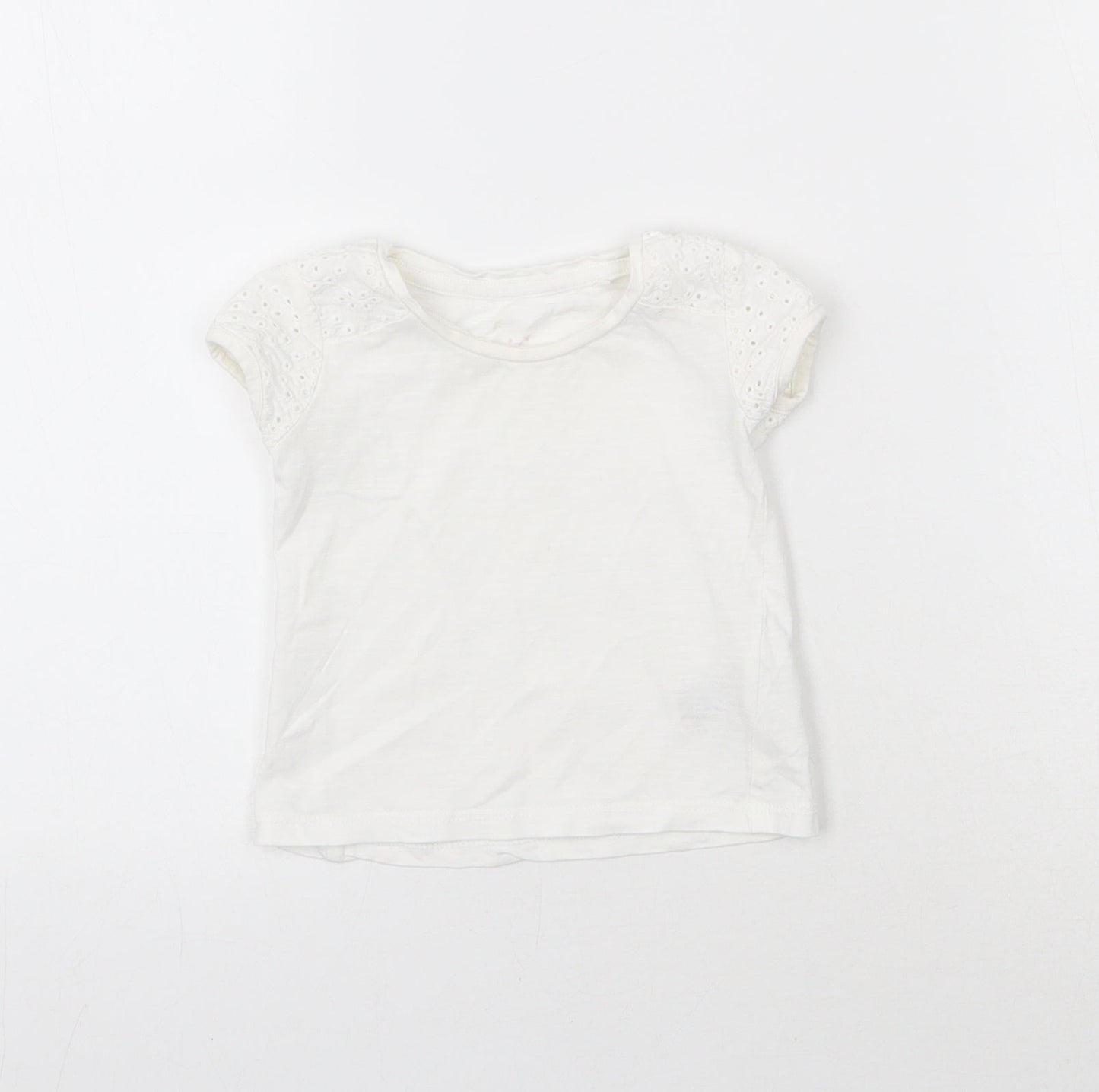 NEXT Girls White  Cotton Basic T-Shirt Size 3-6 Months Roll Neck Pullover