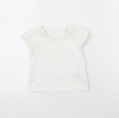 NEXT Girls White  Cotton Basic T-Shirt Size 3-6 Months Roll Neck Pullover