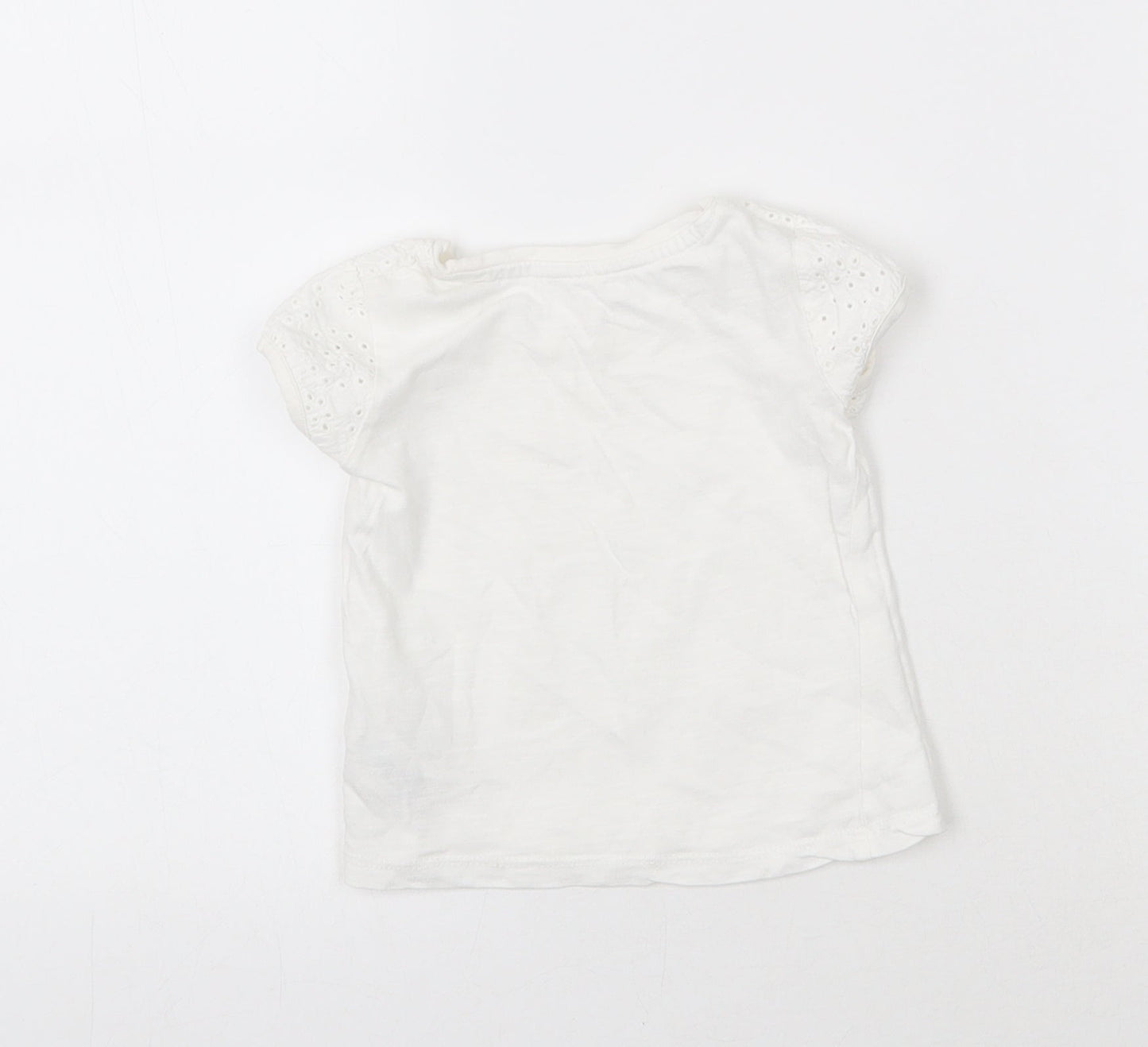 NEXT Girls White  Cotton Basic T-Shirt Size 3-6 Months Roll Neck Pullover
