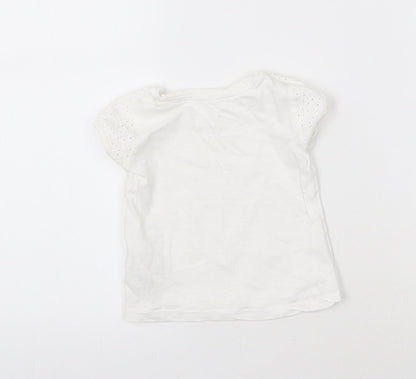 NEXT Girls White  Cotton Basic T-Shirt Size 3-6 Months Roll Neck Pullover