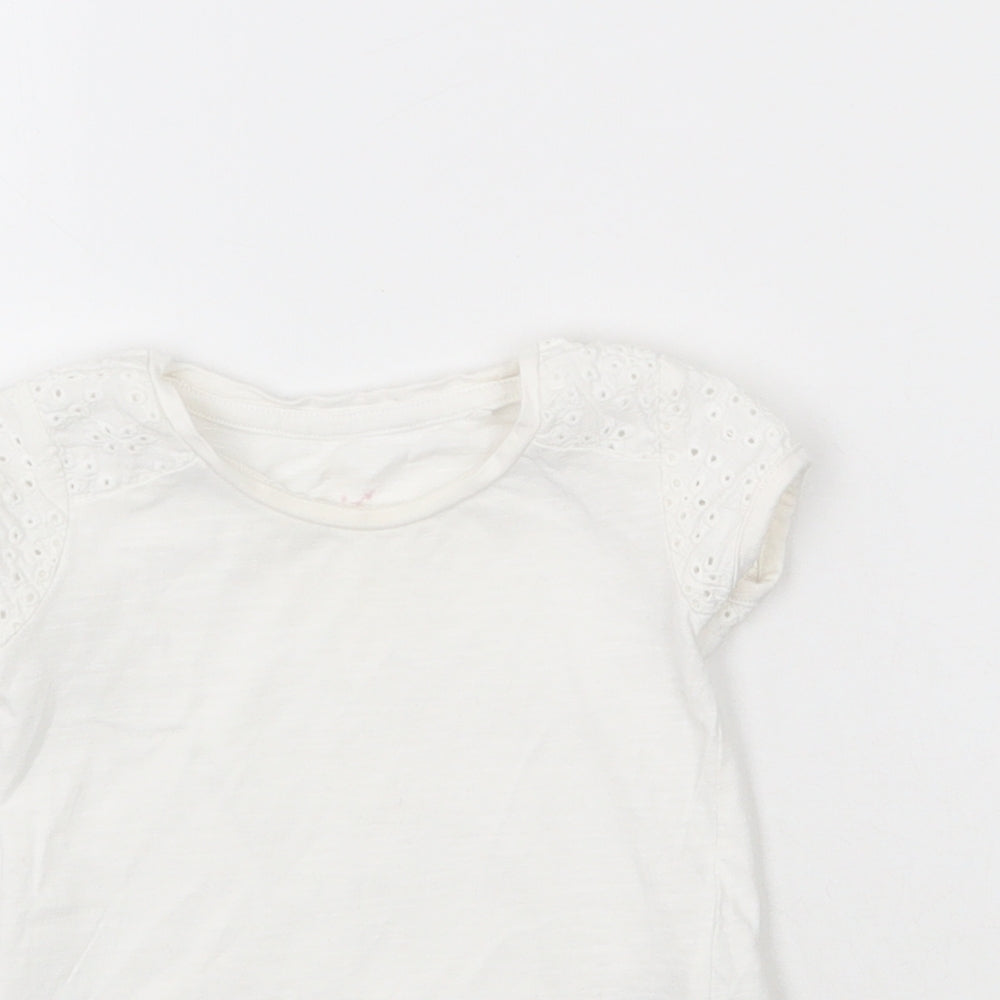 NEXT Girls White  Cotton Basic T-Shirt Size 3-6 Months Roll Neck Pullover