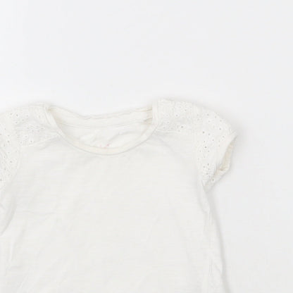 NEXT Girls White  Cotton Basic T-Shirt Size 3-6 Months Roll Neck Pullover
