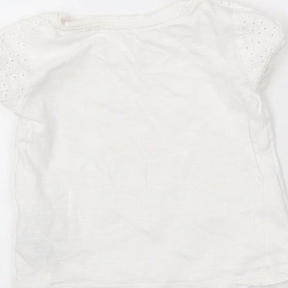NEXT Girls White  Cotton Basic T-Shirt Size 3-6 Months Roll Neck Pullover