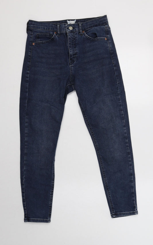 Topshop Womens Blue  Cotton Skinny Jeans Size 28 L28 in Regular Button