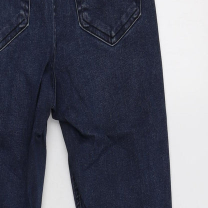 Topshop Womens Blue  Cotton Skinny Jeans Size 28 L28 in Regular Button