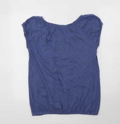 Papaya Womens Blue  Cotton Basic Blouse Size 14 Round Neck