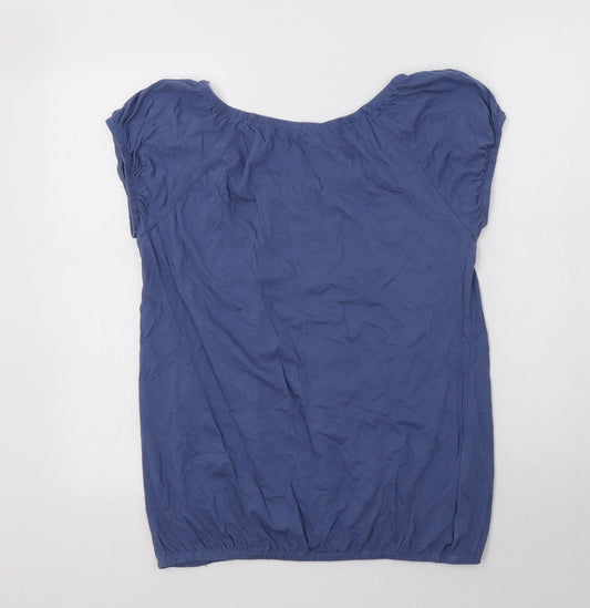 Papaya Womens Blue  Cotton Basic Blouse Size 14 Round Neck
