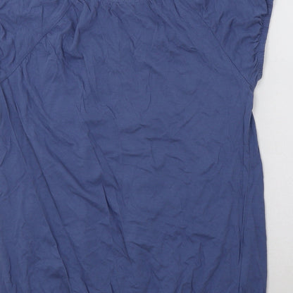 Papaya Womens Blue  Cotton Basic Blouse Size 14 Round Neck