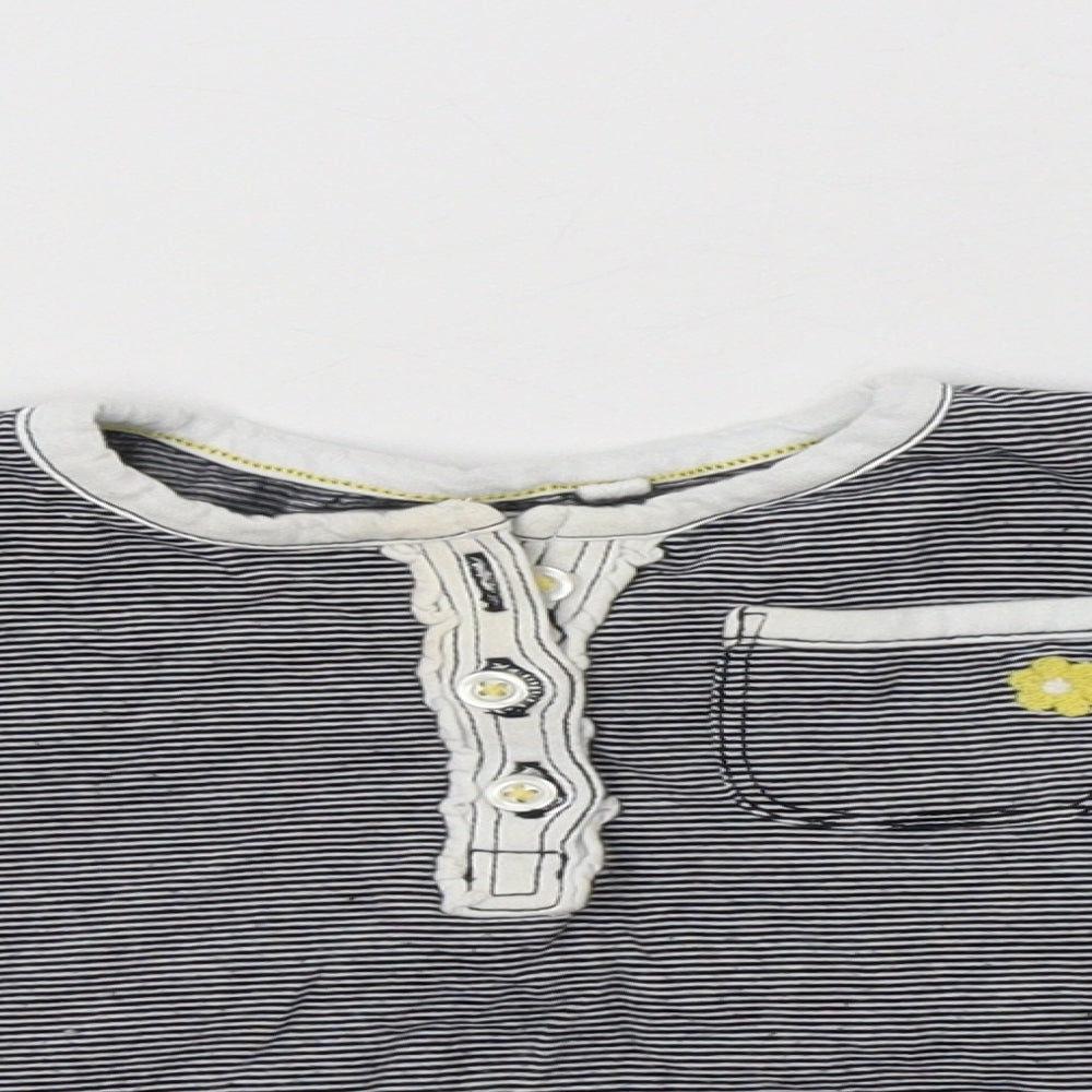 NEXT Baby Blue Striped Cotton Basic Blouse Size 9-12 Months Henley Button