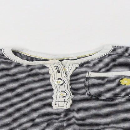 NEXT Baby Blue Striped Cotton Basic Blouse Size 9-12 Months Henley Button