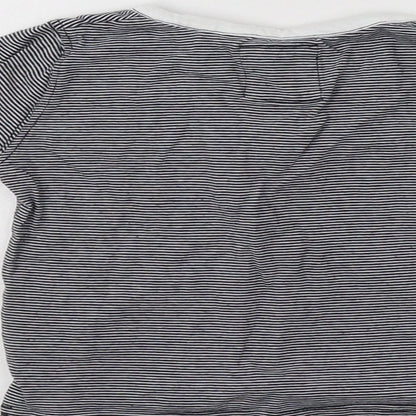 NEXT Baby Blue Striped Cotton Basic Blouse Size 9-12 Months Henley Button