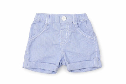 Front view of George Baby Blue Striped Cotton Jogger Trousers, size 0-3, Months Button