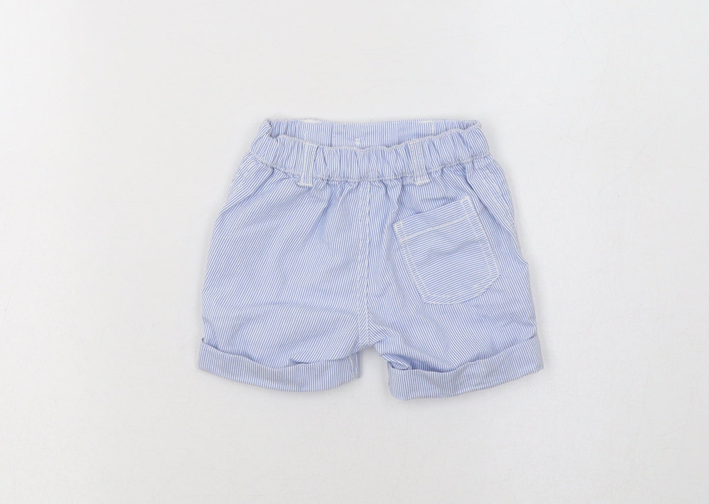 George Baby Blue Striped Cotton Jogger Trousers Size 0-3 Months  Button