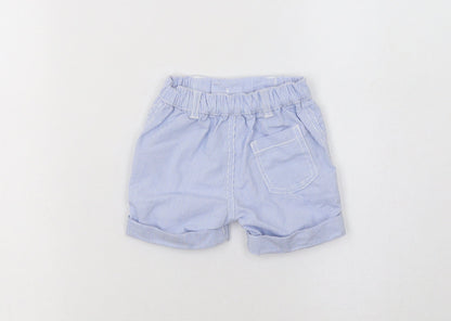 George Baby Blue Striped Cotton Jogger Trousers Size 0-3 Months  Button