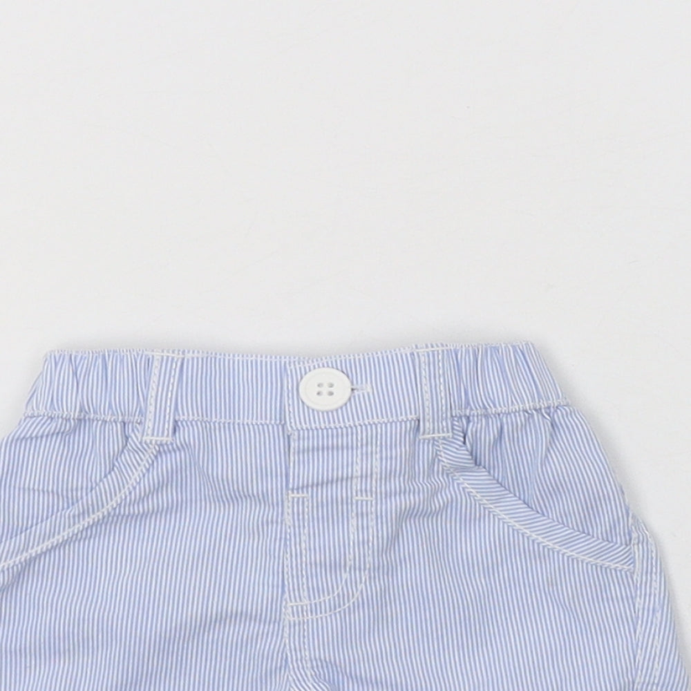 George Baby Blue Striped Cotton Jogger Trousers Size 0-3 Months  Button