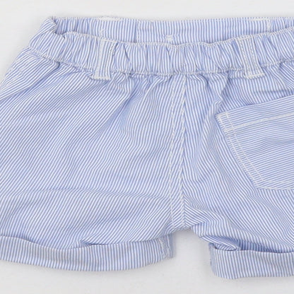George Baby Blue Striped Cotton Jogger Trousers Size 0-3 Months  Button