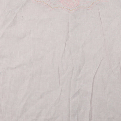 Brand and care label for Raam women’s pink floral cotton basic button-up, size XL, collared