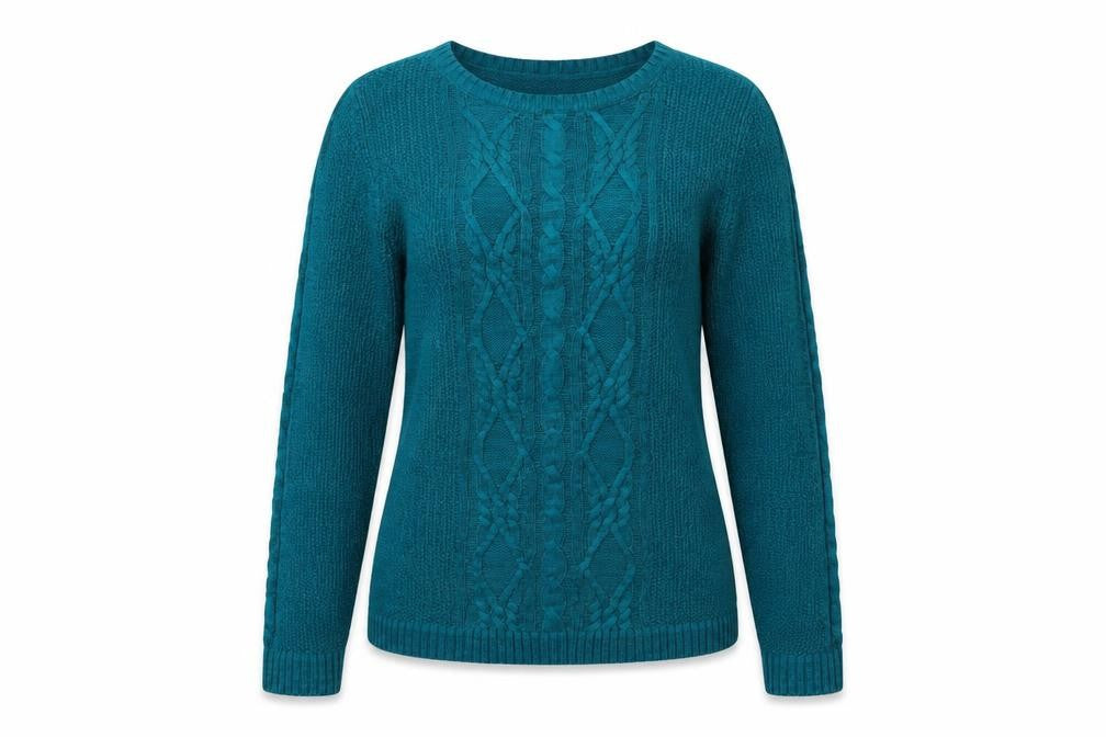 Bonmarché Womens Green Crew Neck Acrylic Pullover Jumper Size S