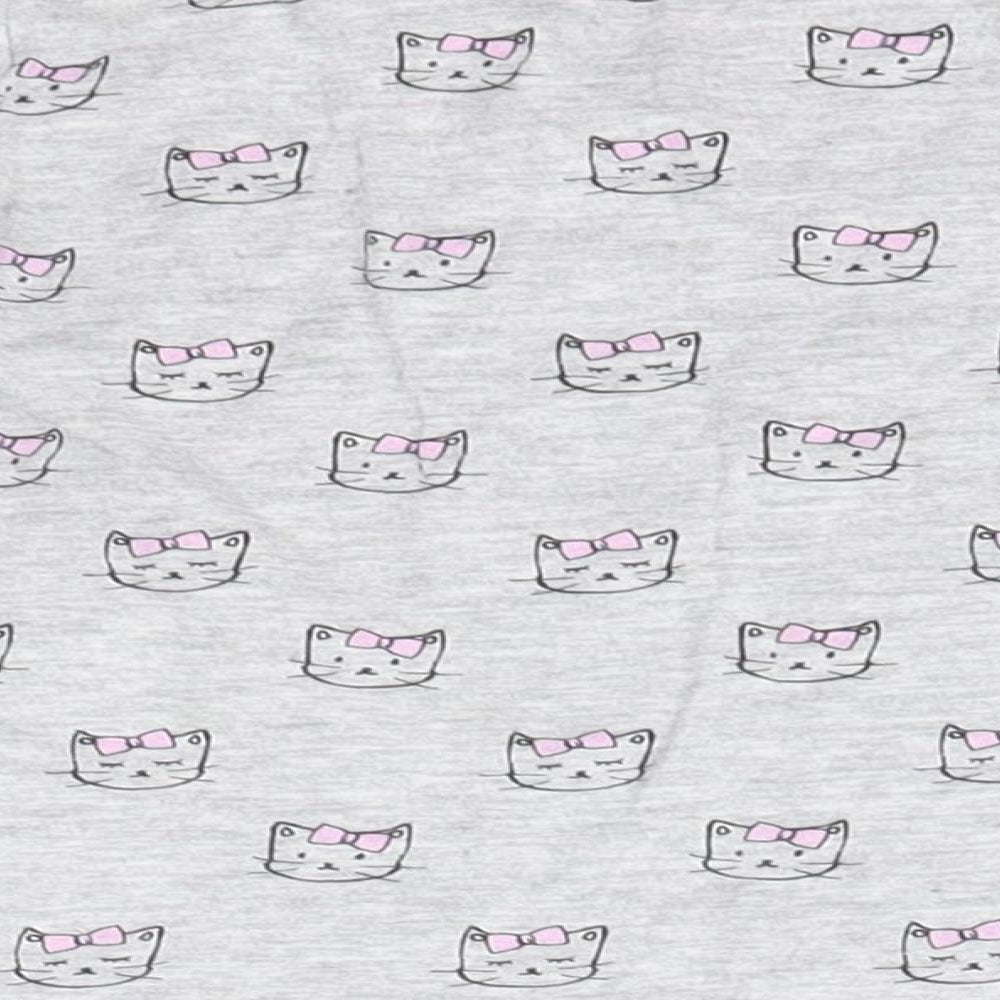 Young Dimension Girls Grey  Cotton Basic Blouse Size 2-3 Years Round Neck  - Cats