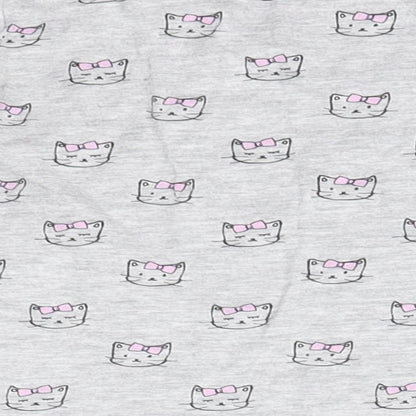 Young Dimension Girls Grey  Cotton Basic Blouse Size 2-3 Years Round Neck  - Cats