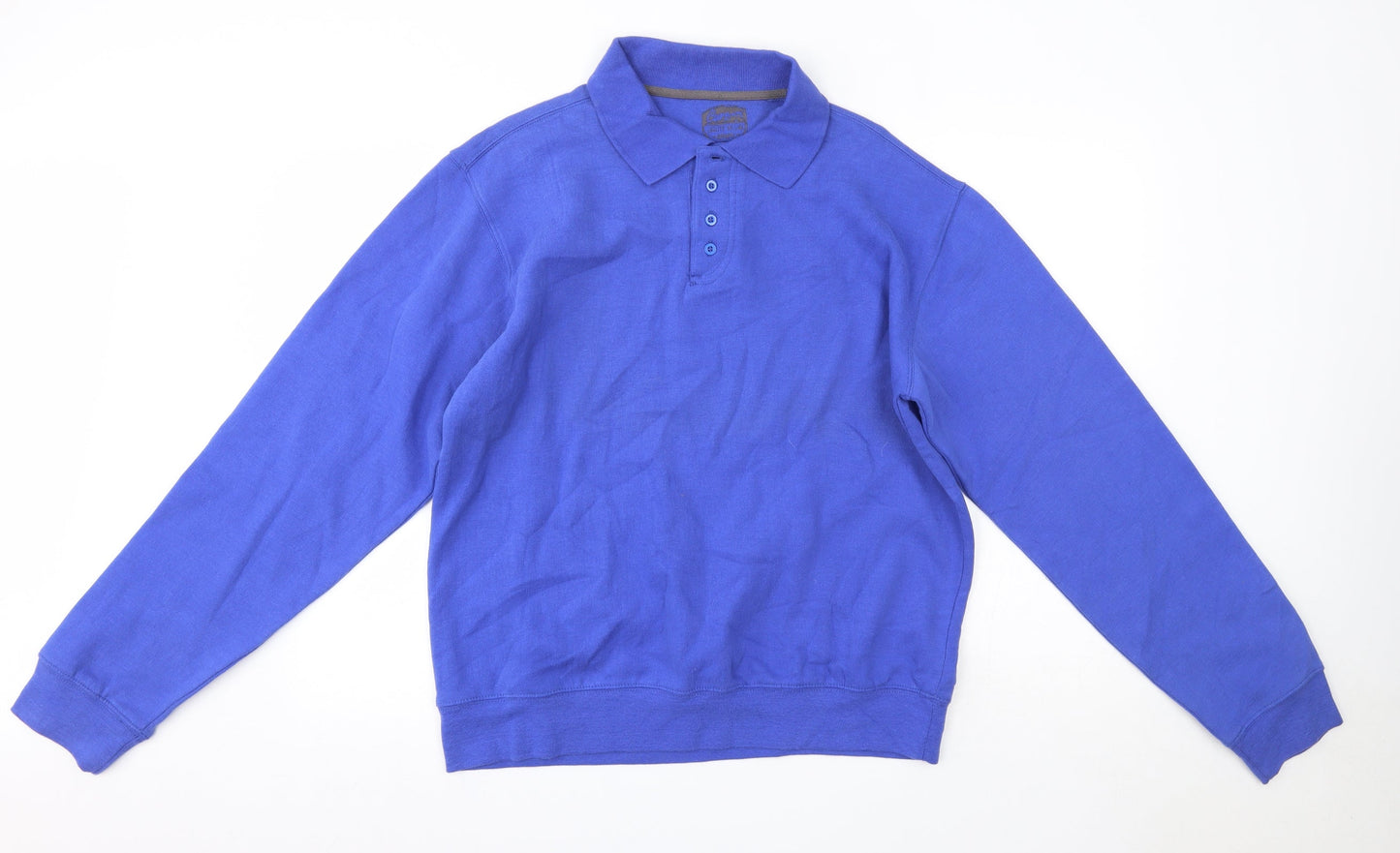 Preworn Mens Blue Collared  Cotton Pullover Jumper Size S