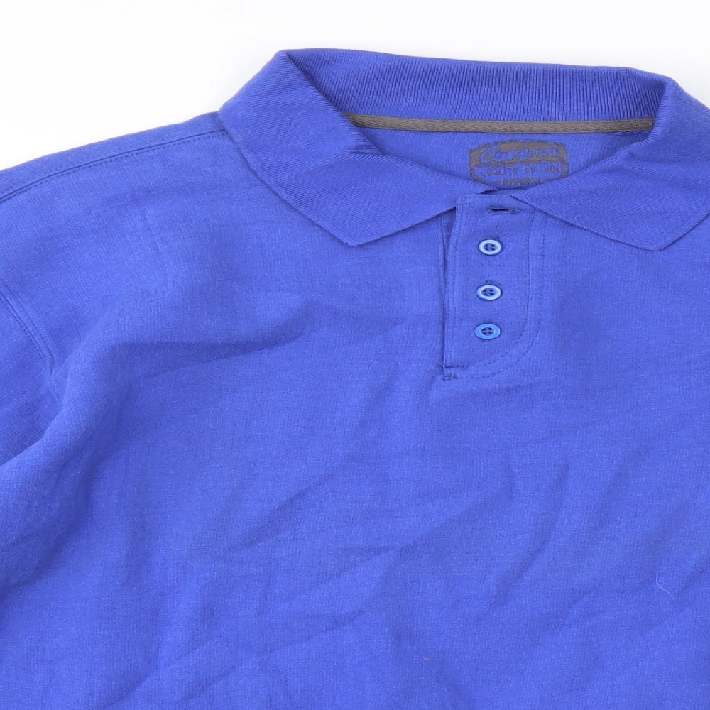 Preworn Mens Blue Collared  Cotton Pullover Jumper Size S