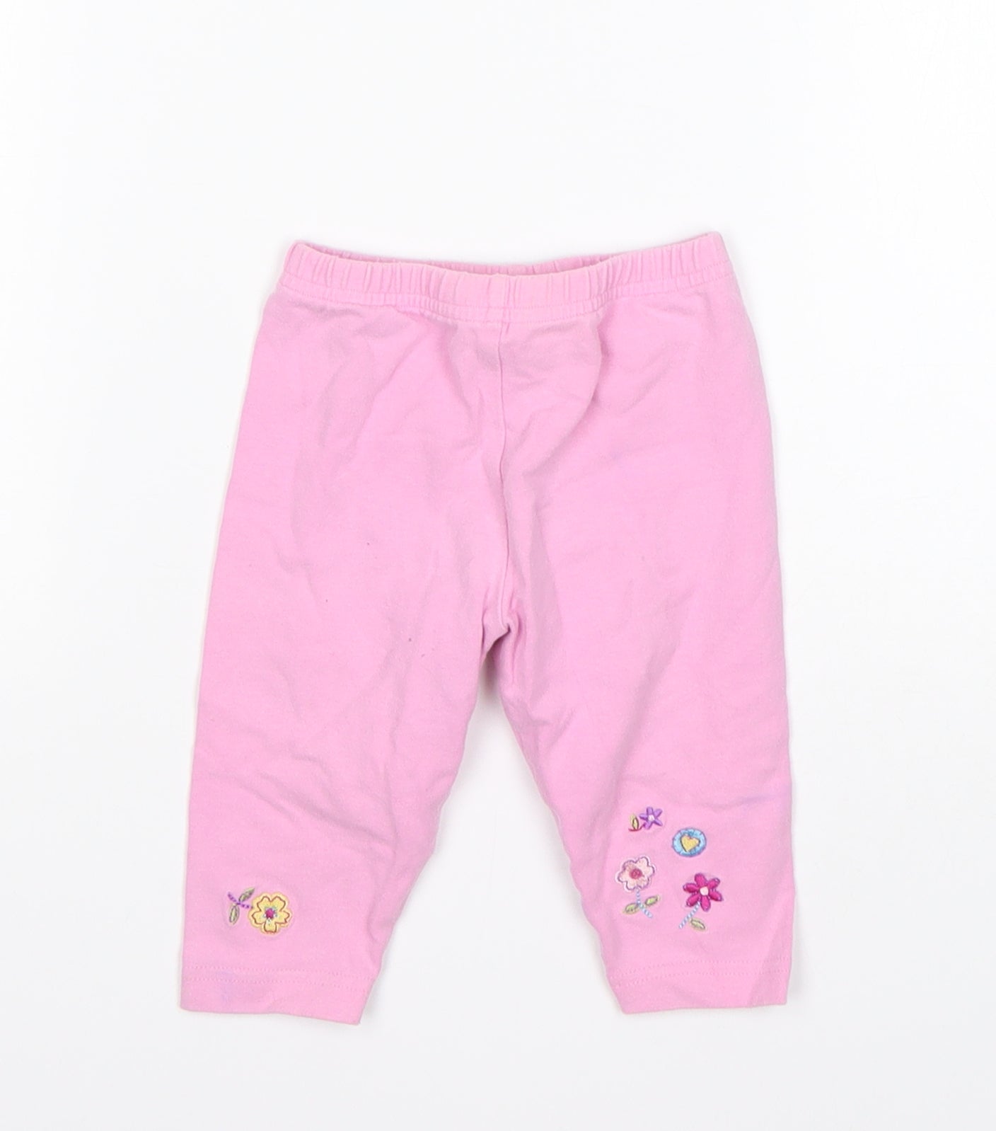 Tesco Girls Pink Floral Cotton  Pyjama Pants Size 3-6 Months