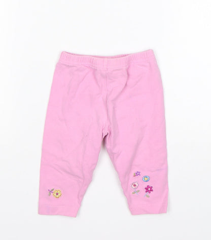 Tesco Girls Pink Floral Cotton  Pyjama Pants Size 3-6 Months
