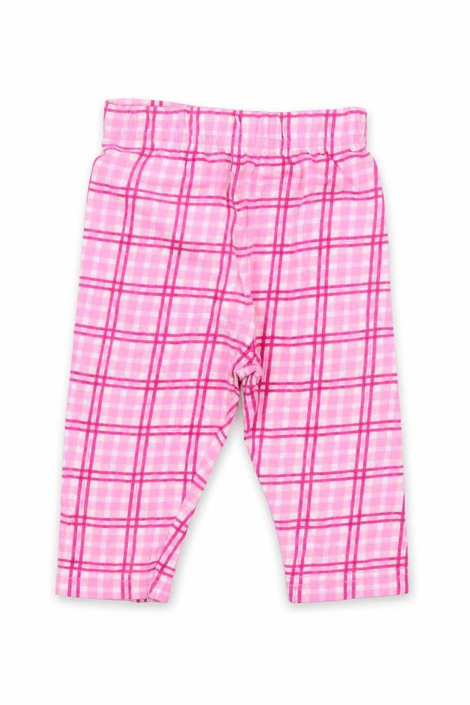 Front view of Next girls’ pink plaid pyjama pants, size 3-6, months