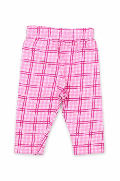 Front view of Next girls’ pink plaid pyjama pants, size 3-6, months