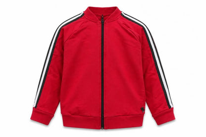 Front view of Style Kids boys’ red cotton full zip sweatshirt, size 8, years