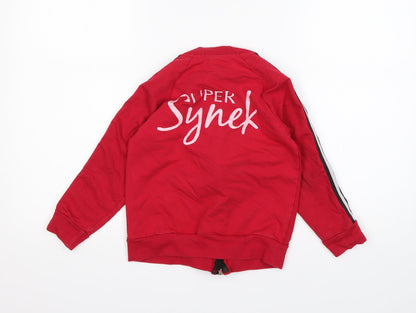 Style Kids Boys Red  Cotton Full Zip Sweatshirt Size 8 Years