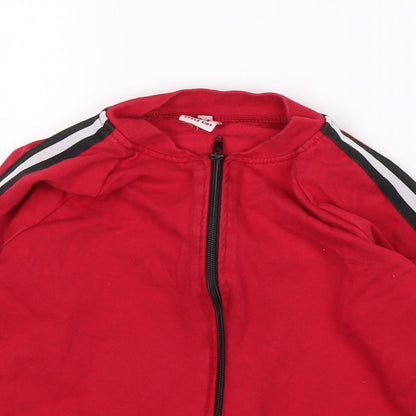 Style Kids Boys Red  Cotton Full Zip Sweatshirt Size 8 Years